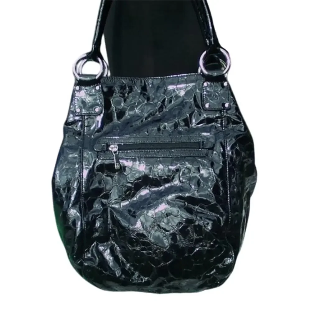 Donald Pliner Black Tortoise Leather Purse Handbag New Large Tote Shopper $795